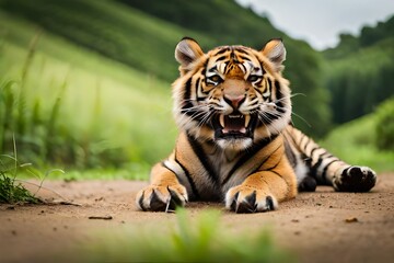 Wall Mural - tiger in the zoo