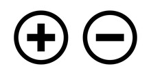 Round Plus Sign And Minus Sign Icon Set. Transparent Png