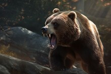Angry Grizzly Roaring. Generate Ai
