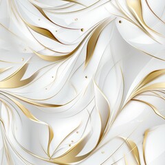 Wall Mural - A white and gold abstract background with waves. Digital image. Seamless pattern.