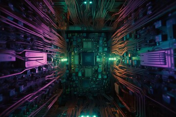 Poster - Inside computer chip. Generate Ai