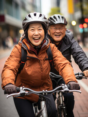 Wall Mural - senior couple riding bike