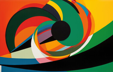 Poster - Abstract background in the style of expressionism, modern and Bauhaus. Artistic abstraction with colorful circles and lines.