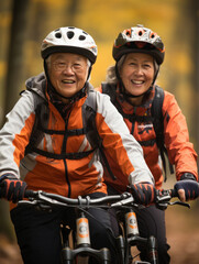 Wall Mural - senior couple riding bike