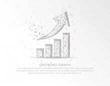 Growing Up Graph Chart Abstract Mash Line And Composition Digitally Drawn In The Form Of Broken A Part Triangle Shape And Scattered Dots.