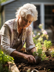 Wall Mural - senior people gardening