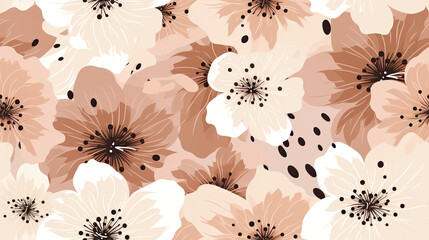 Wall Mural - Abstract organic seamless background in pale pink, gold and brown. Natural shapes and dots in a tile pattern.
