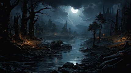 Wall Mural - Realistic night time moon