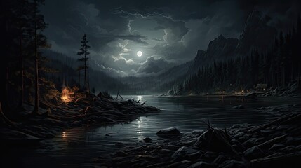 Wall Mural - Realistic night time moon