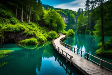 river in the forest generated ai