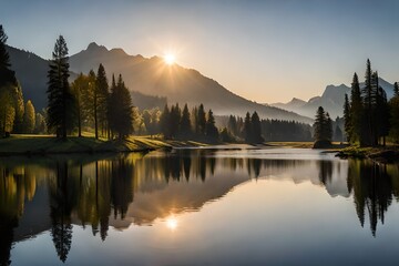 Wall Mural - lake tahoe sunset generated ai