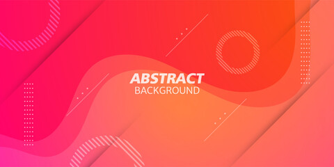 abstract colorful orange and pink gradient background with wave fluid shapes with geometric pattern.