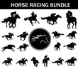 Horse Racing Silhouette Bundle | Collection of Horse Racing Players with Logo
