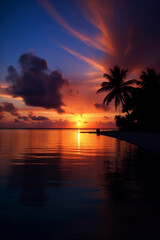 Wall Mural - scenic sunset view at the beach generative ai