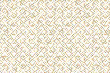 Wall Mural - seamless gold circle stripe line and diagonal fan shape pattern, art deco design vector illustration
