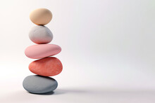 Stack Of Zen Stones With Empty Copy Space, Ai Generated Balancing Pebbles Pyramid Isolated