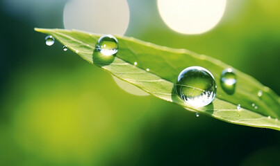 water drops on green leaf