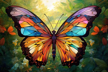 Mesmerizing butterfly art amidst vibrant summer garden. Concept of magical metamorphosis and creative design.