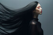 © Elaine - Dark color high fashion beauty elegant hairdressing portrait