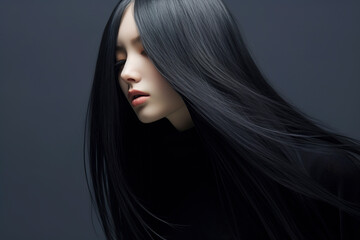  Dark color high fashion beauty elegant hairdressing portrait