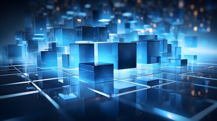 Wall Mural - bright blue business background, ai generative