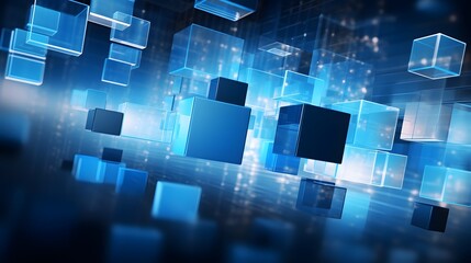 Wall Mural - bright blue business background, ai generative