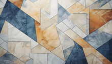 Random Geometric Marble Mosaic Inlay: Abstract Mixed Wall Tiles With Artificial Stone Textures