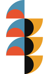 Poster - Abstract geometric minimalist artwork. Vector illustration made of simple shapes like circle, square, triangle. Retro background in Bauhaus style and bold colors: red, yellow, blue and black on white