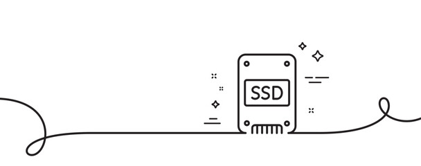 Aufkleber - ssd icon. continuous one line with curl. solid-state drive sign. storage disk symbol. ssd single out