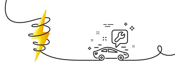 Poster - spanner tool line icon. continuous one line with curl. car repair service sign. fix instruments symb