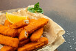 delicious deep fried fish fingers. Restaurant menu, dieting, cookbook recipe top view