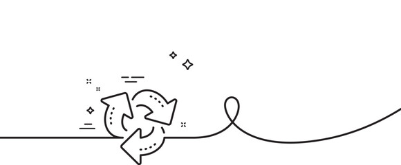 Aufkleber - Recycle arrow line icon. Continuous one line with curl. Recycling waste symbol. Reduce and Reuse sign. Recycle single outline ribbon. Loop curve pattern. Vector