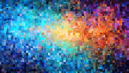 Wall Mural - Digital colorful glitter square mosaic abstract texture background