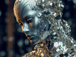 Cyborg-Frau, repräsentiert den Fortschritt und die Entwicklung von Technologie und künstlicher Intelligenz. Integration von Mensch und Maschine sowie das grenzenlose Potenzial der KI. Generative AI