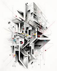 Wall Mural - Architectural Abstractions: A Fusion of Shapes and Space