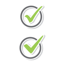 Green Check Marks In Different Variants, Sticker.
