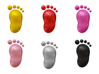 Poster - Set of footprint icons in 3d rendering isolated on transparent background  for track, walk and cross concept.