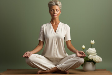 Wall Mural - woman meditating in yoga pose