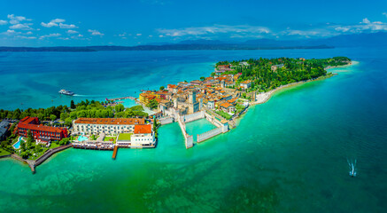 Wall Mural - landscape with sirmione town, garda lake, italy