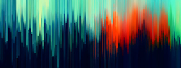 Wall Mural - Abstract Color Glitch: Vibrant Green cyan and Blue Background