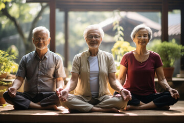 Wall Mural - senior couple doing yoga