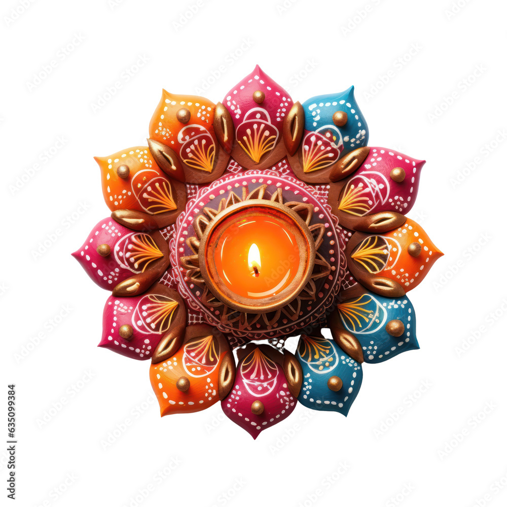 Diya lamp isolated on white transparent background, PNG. Diwali ...