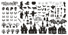 Halloween Party Set Stickers Monochrome