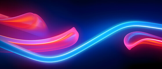 Wall Mural - Glowing Neon Curves: Background with Blur and Colorful Light Line