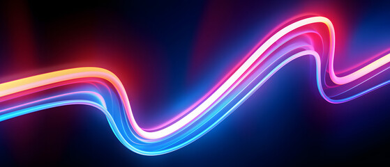 Sticker - Glowing Neon Curves: Background with Blur and Colorful Light Line