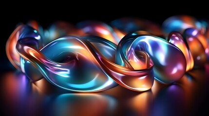 multicolor luminous ribbon background ai generative