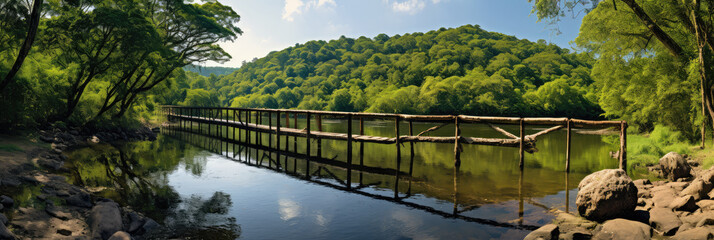 Poster - A river and small bridge over it in a beautiful outdoor spot