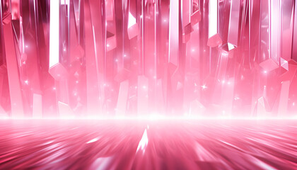 Poster - Pink shiny Fractal glass stage background