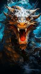 Poster - Close up of dragon's head with its mouth open.