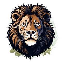 Sticker - Lion's head is shown on white background.